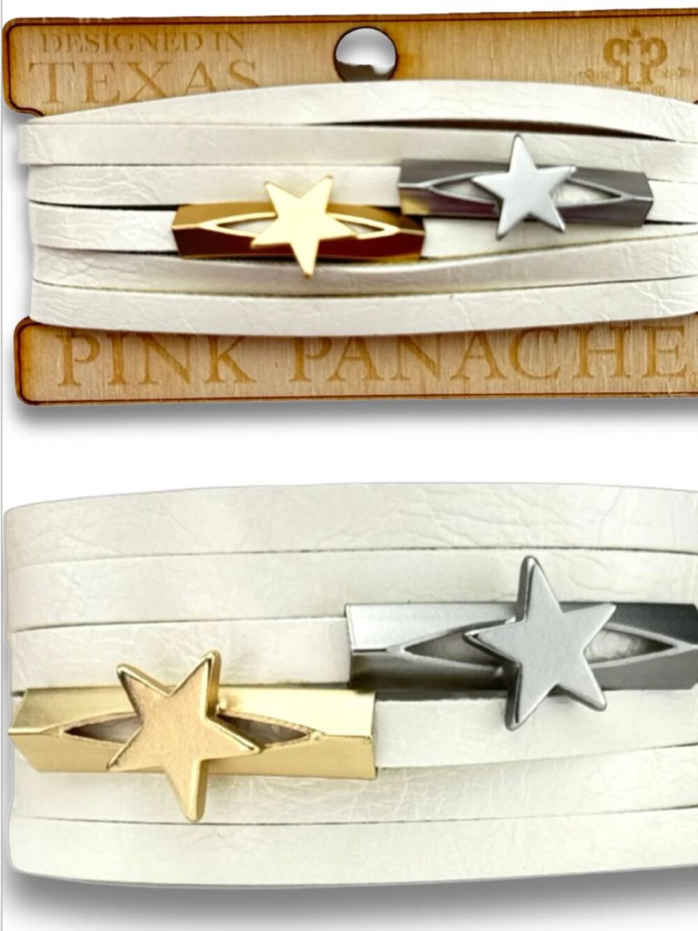 White Leather Magnetic Bracelet